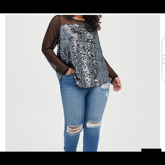 🆕✨SEQUIN DARK GREY MESH BLOUSE - GEORGETTE✨ - Picture 3 of 3